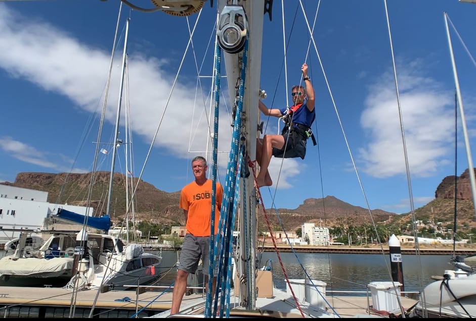 Raising Tyler up a 63 foot mast